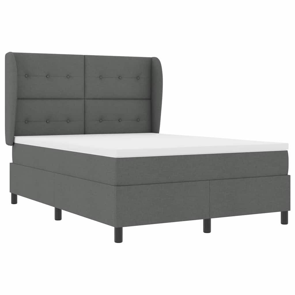 Boxspringbett mit Kopfteil Dunkelgrau 140 x 190 cm Stoff