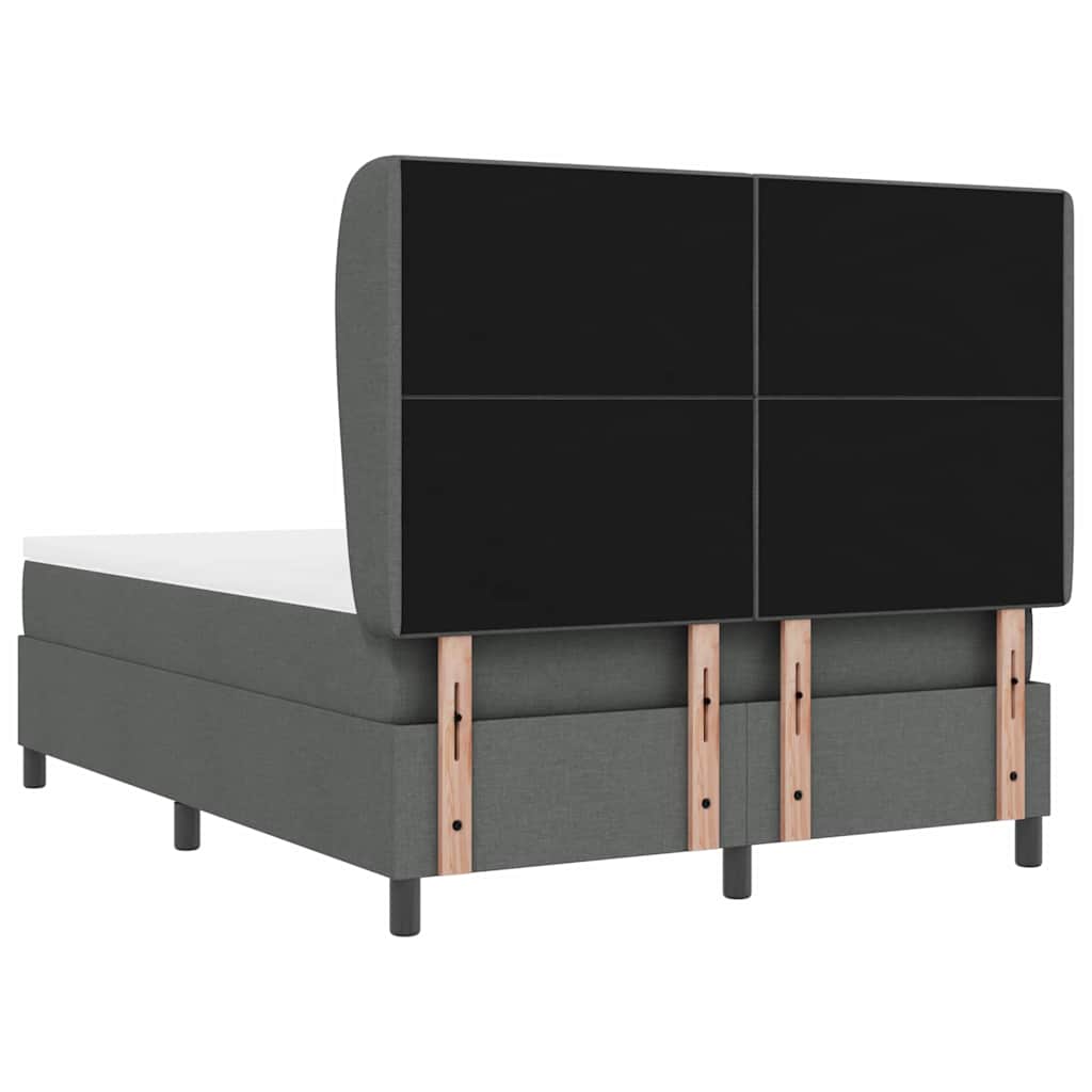 Boxspringbett mit Kopfteil Dunkelgrau 140 x 190 cm Stoff