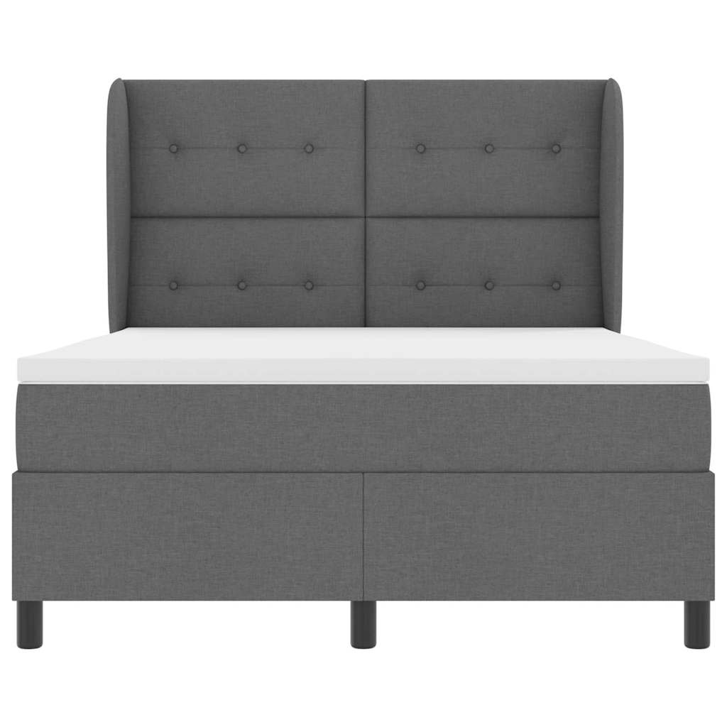 Boxspringbett mit Kopfteil Dunkelgrau 140 x 190 cm Stoff
