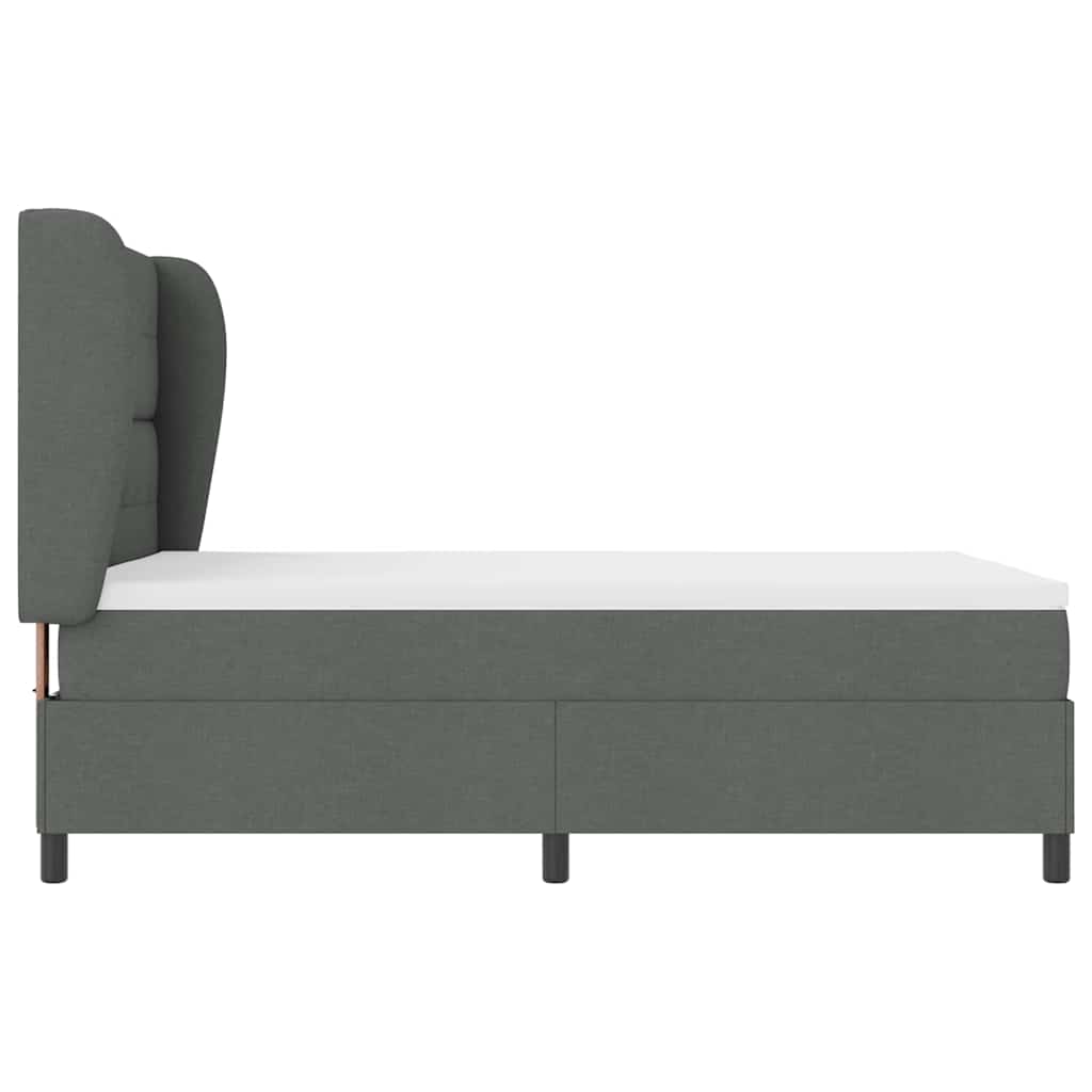 Boxspringbett mit Kopfteil Dunkelgrau 140 x 190 cm Stoff