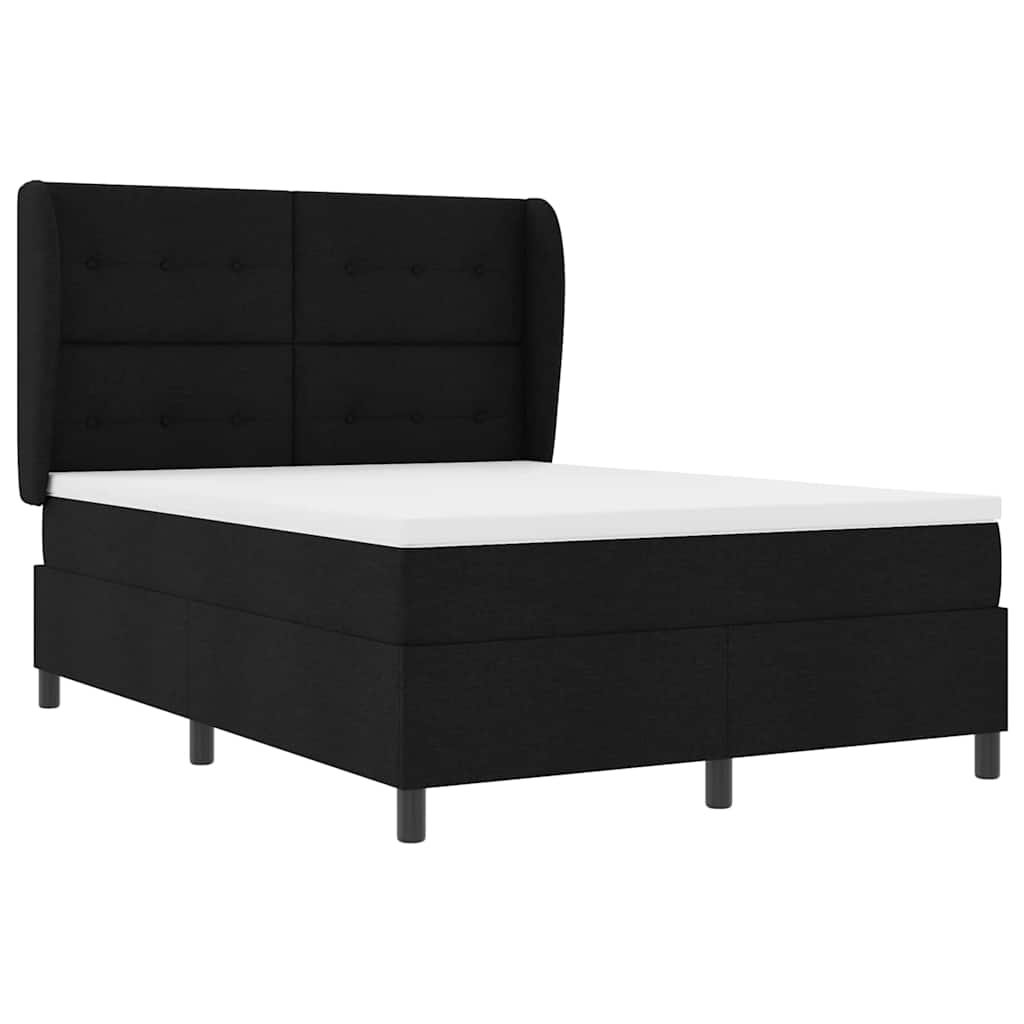 Boxspringbett mit Kopfteil Schwarz 140 x 190 cm Stoff