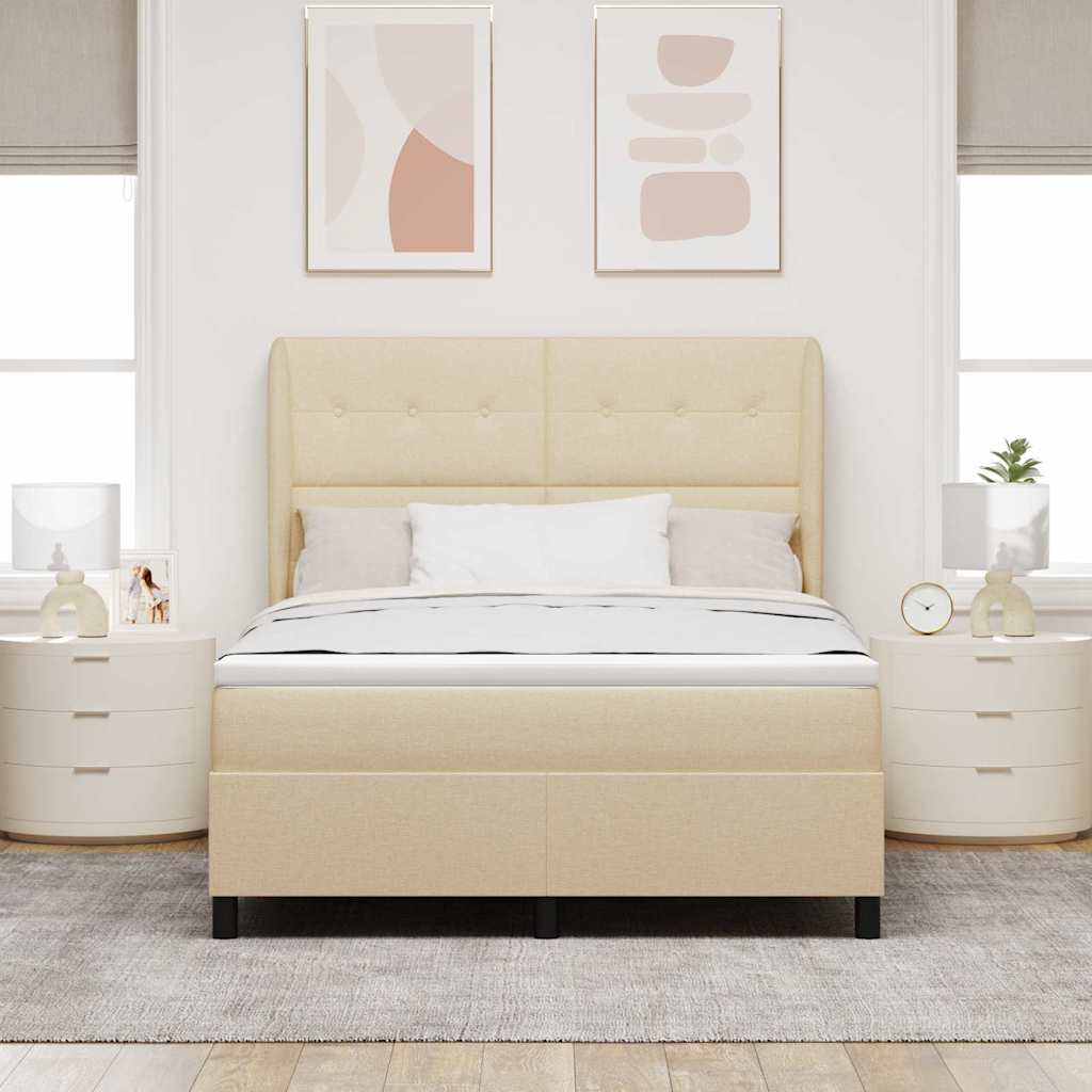 Boxspringbett mit Kopfteil Creme 140 x 190 cm Stoff