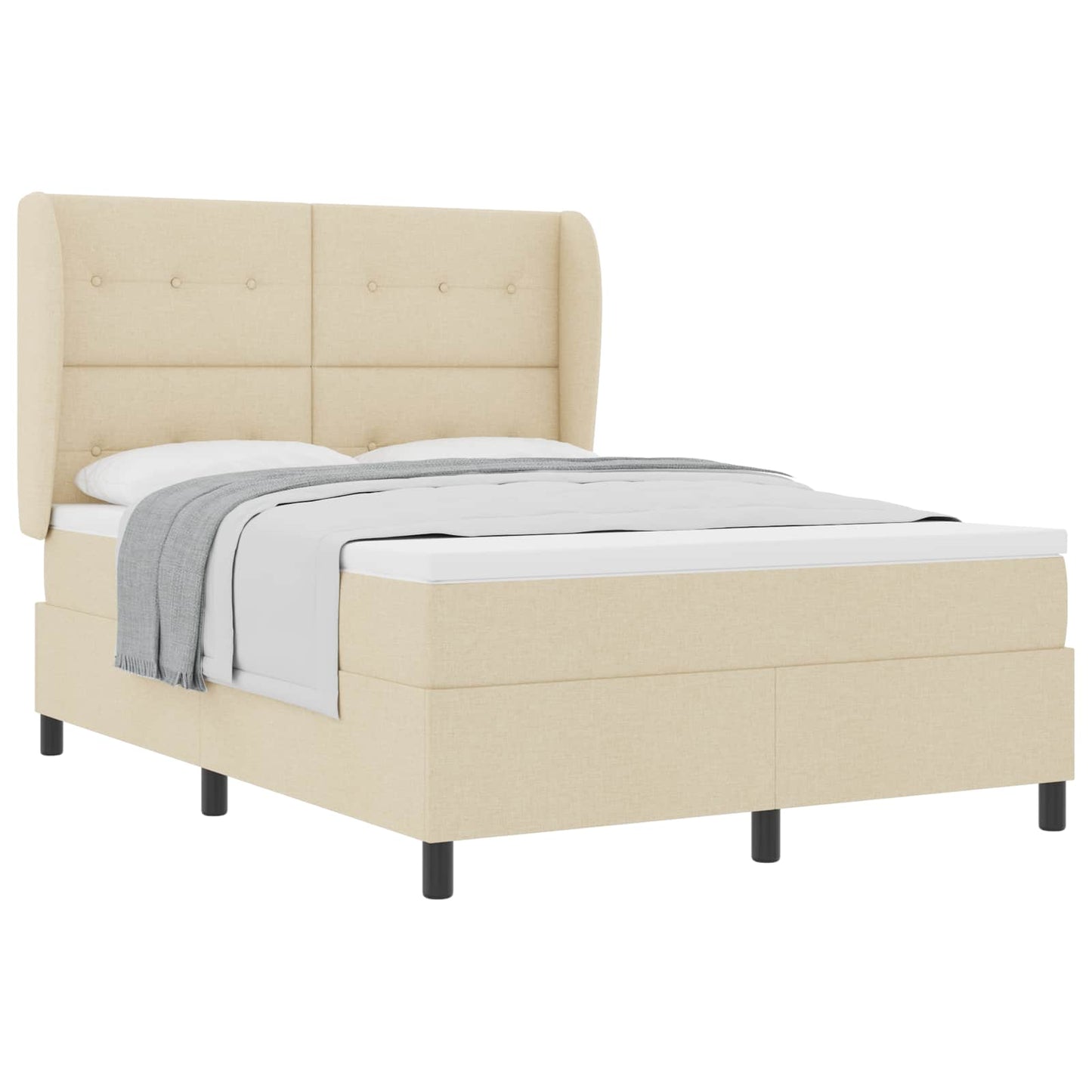 Boxspringbett mit Kopfteil Creme 140 x 190 cm Stoff