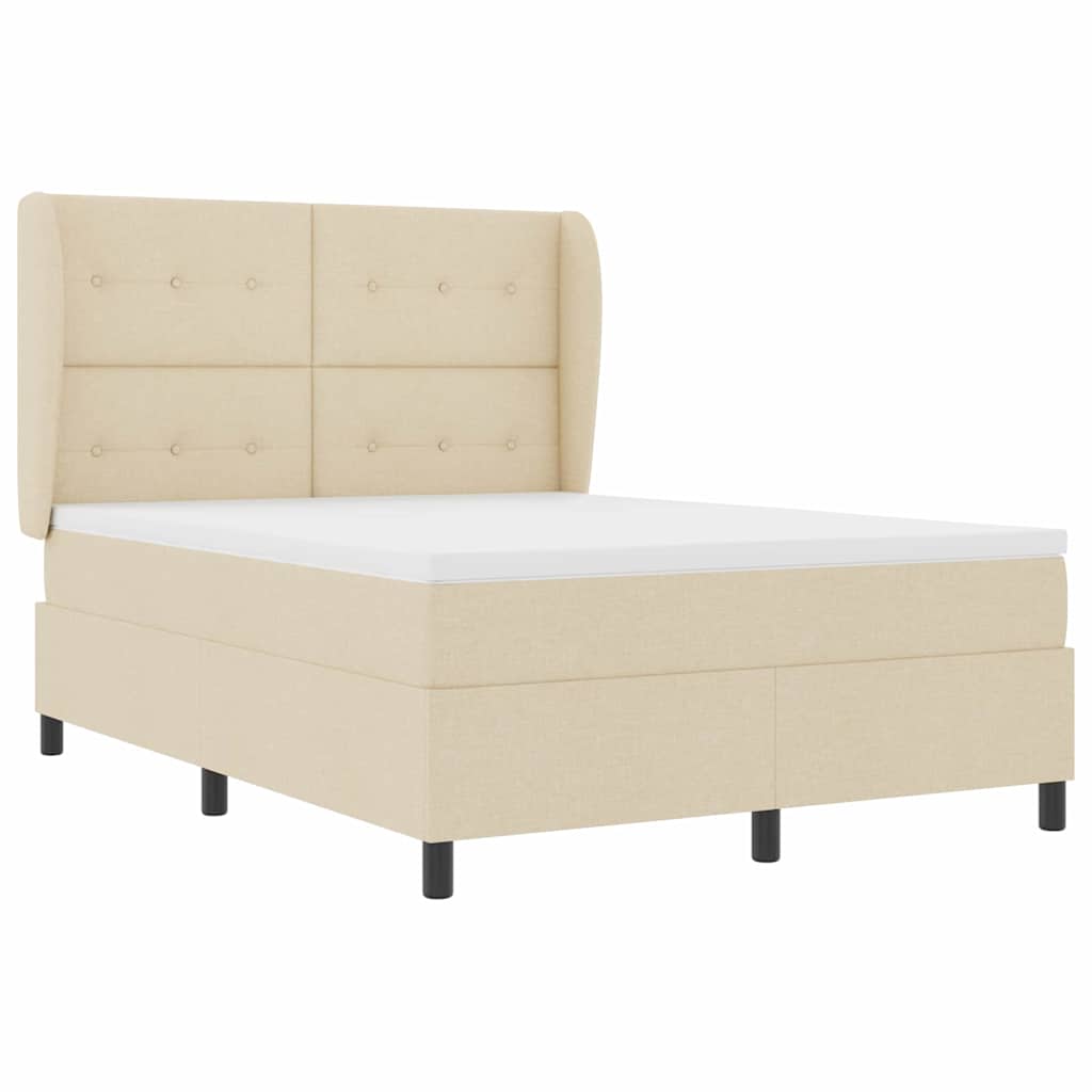 Boxspringbett mit Kopfteil Creme 140 x 190 cm Stoff