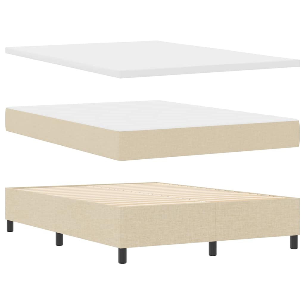 Boxspringbett mit Kopfteil Creme 140 x 190 cm Stoff