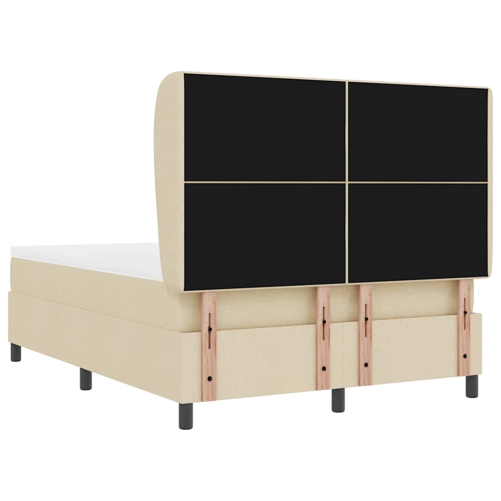 Boxspringbett mit Kopfteil Creme 140 x 190 cm Stoff