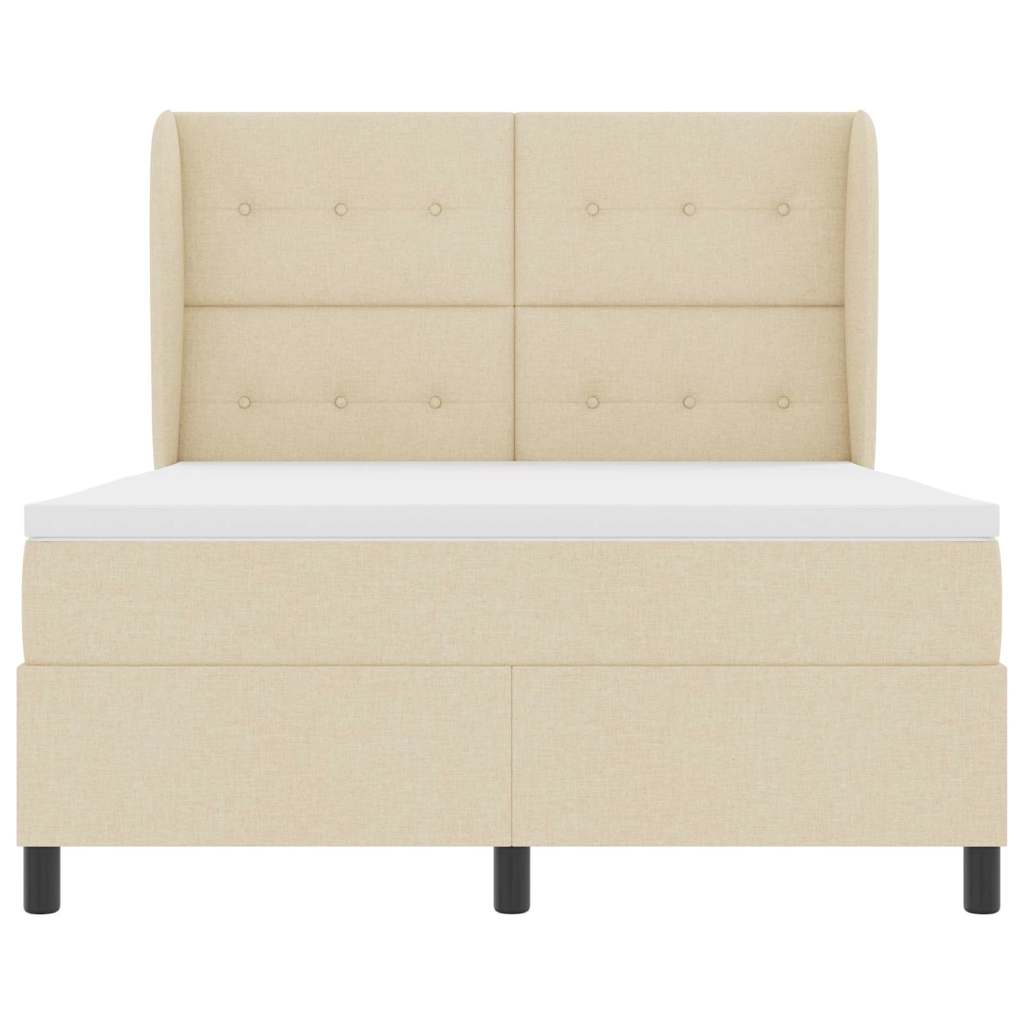 Boxspringbett mit Kopfteil Creme 140 x 190 cm Stoff