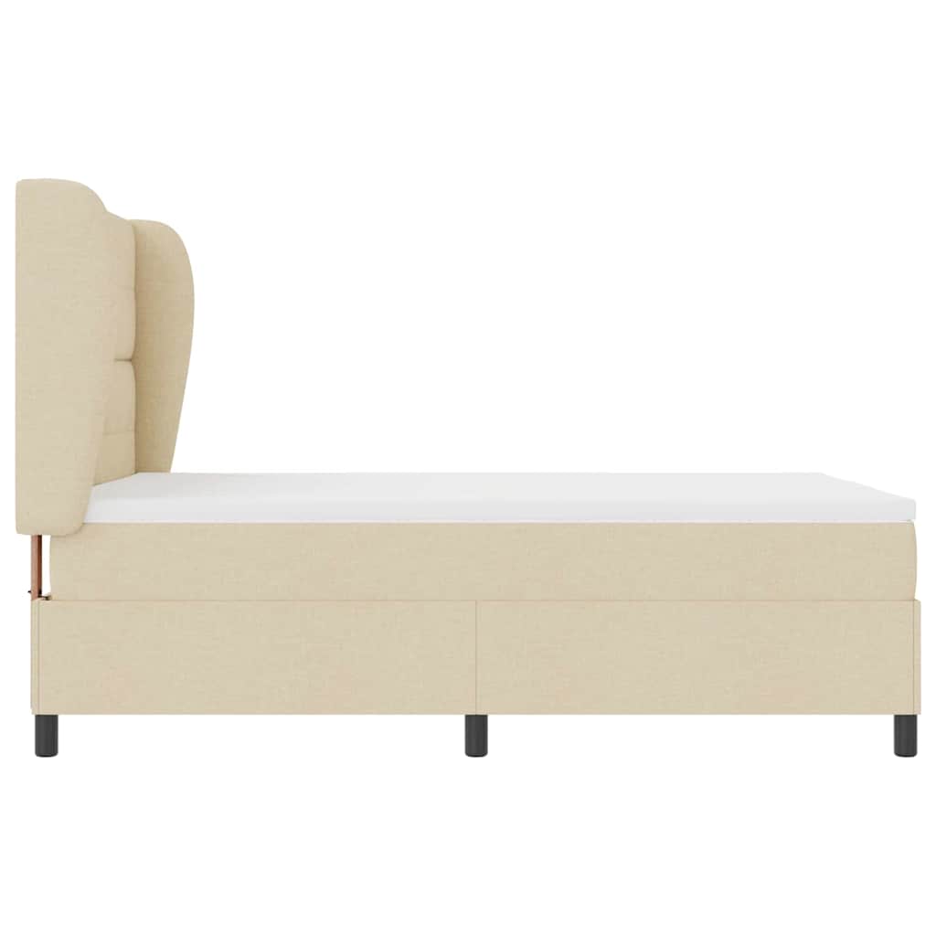 Boxspringbett mit Kopfteil Creme 140 x 190 cm Stoff