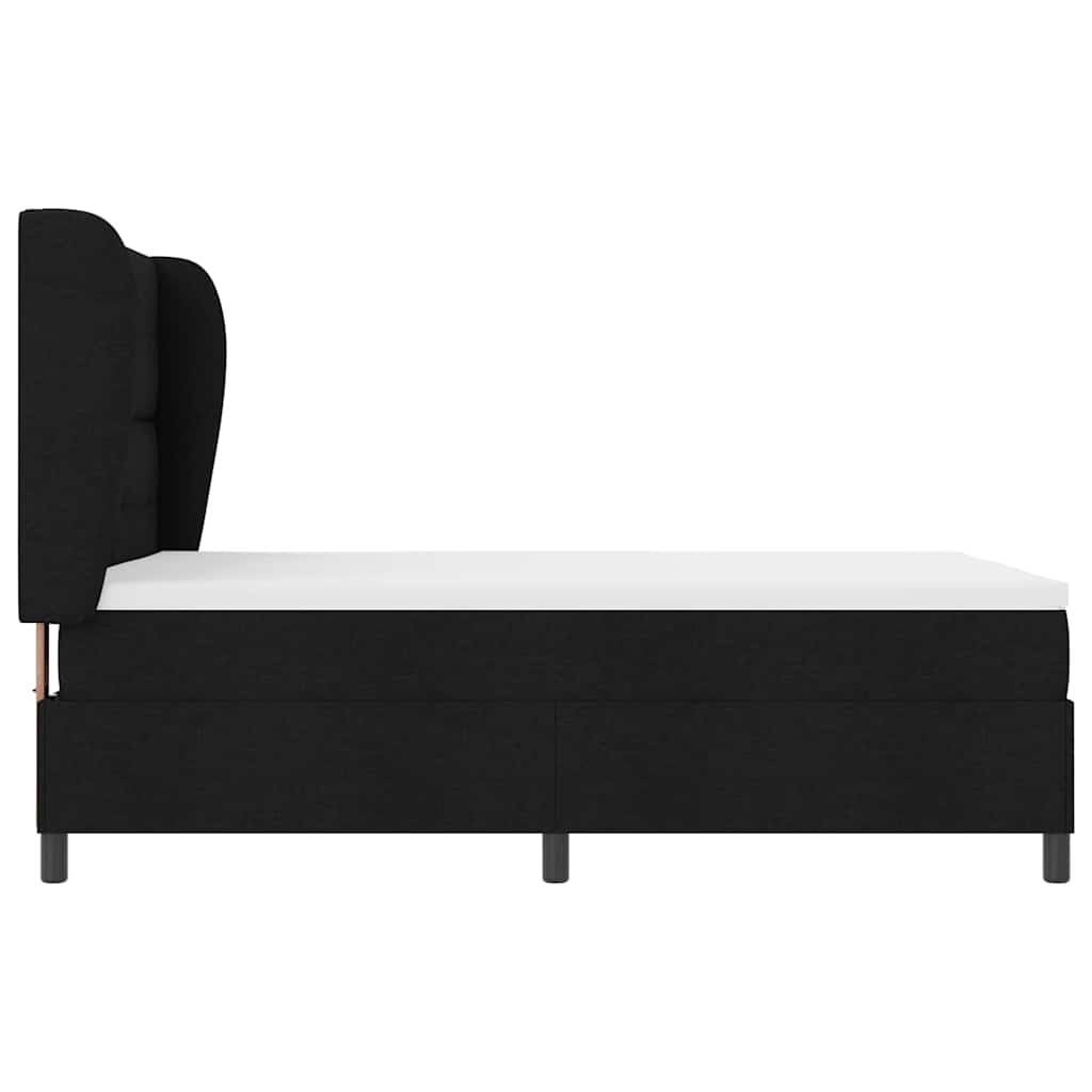 Boxspringbett mit Kopfteil Schwarz 140 x 200 cm Stoff