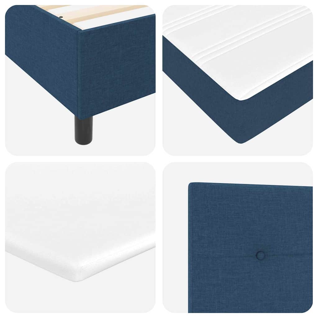 Boxspringbett mit Kopfteil Blau 140 x 200 cm Stoff