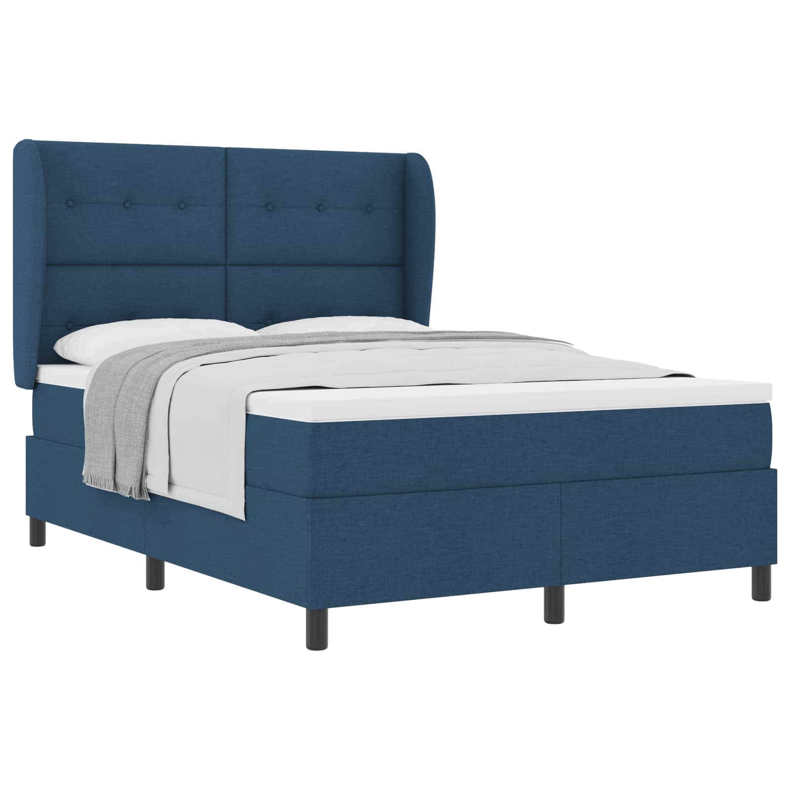 Boxspringbett mit Kopfteil Blau 140 x 200 cm Stoff