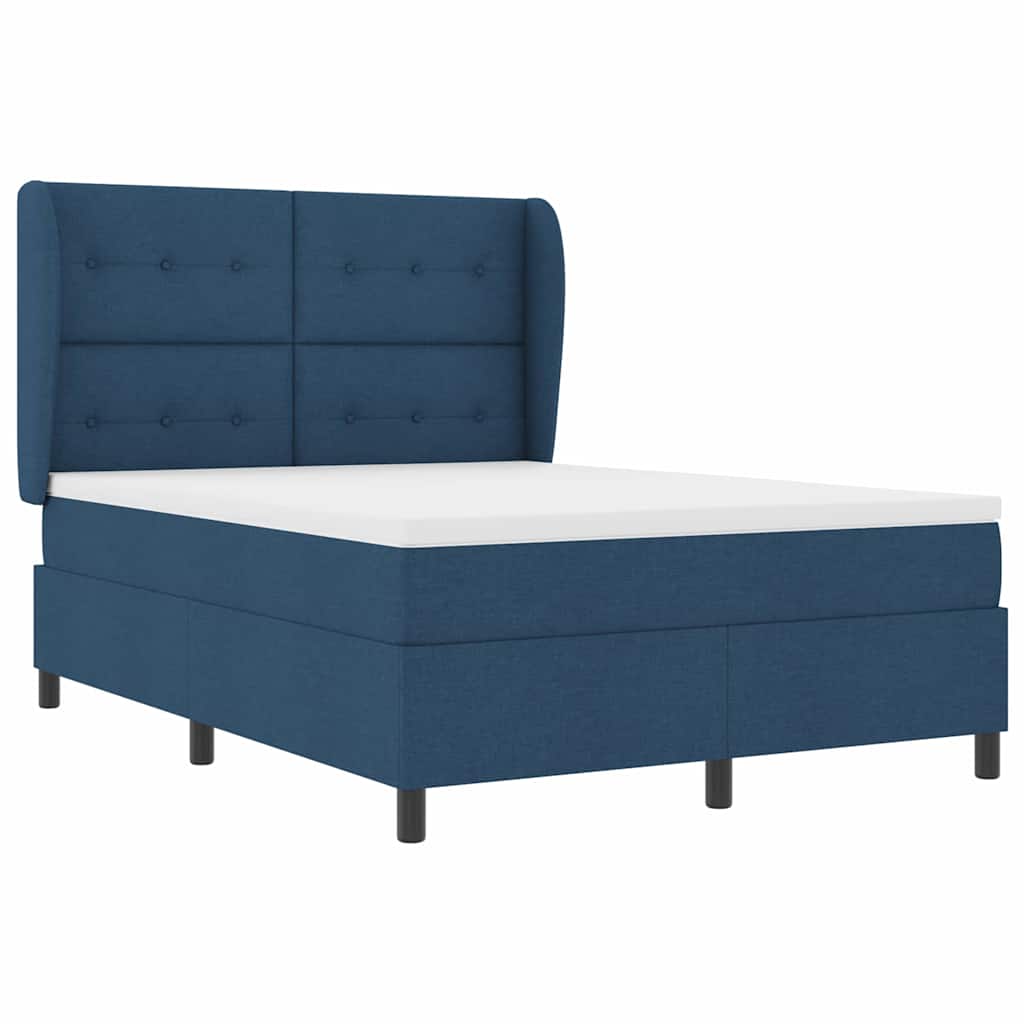 Boxspringbett mit Kopfteil Blau 140 x 200 cm Stoff
