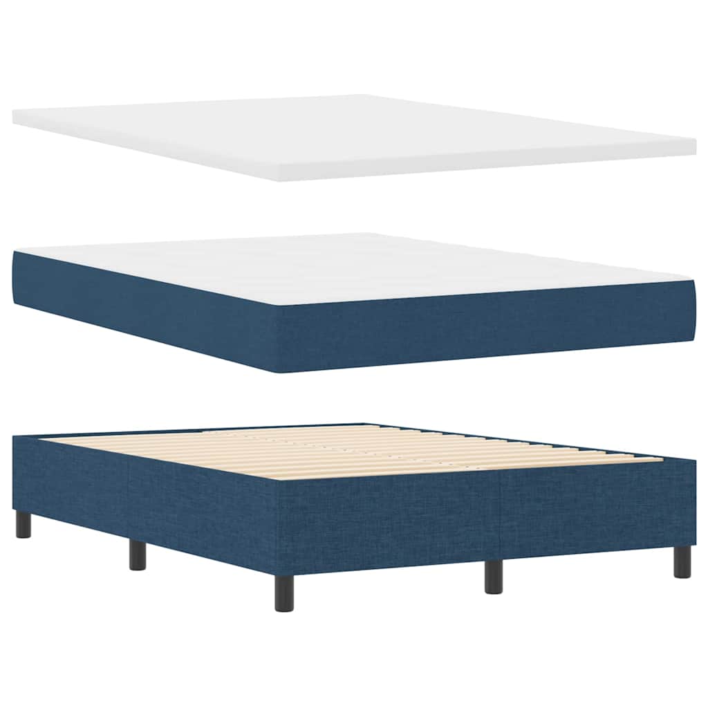 Boxspringbett mit Kopfteil Blau 140 x 200 cm Stoff