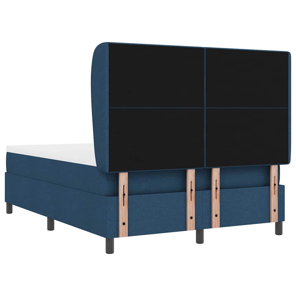 Boxspringbett mit Kopfteil Blau 140 x 200 cm Stoff