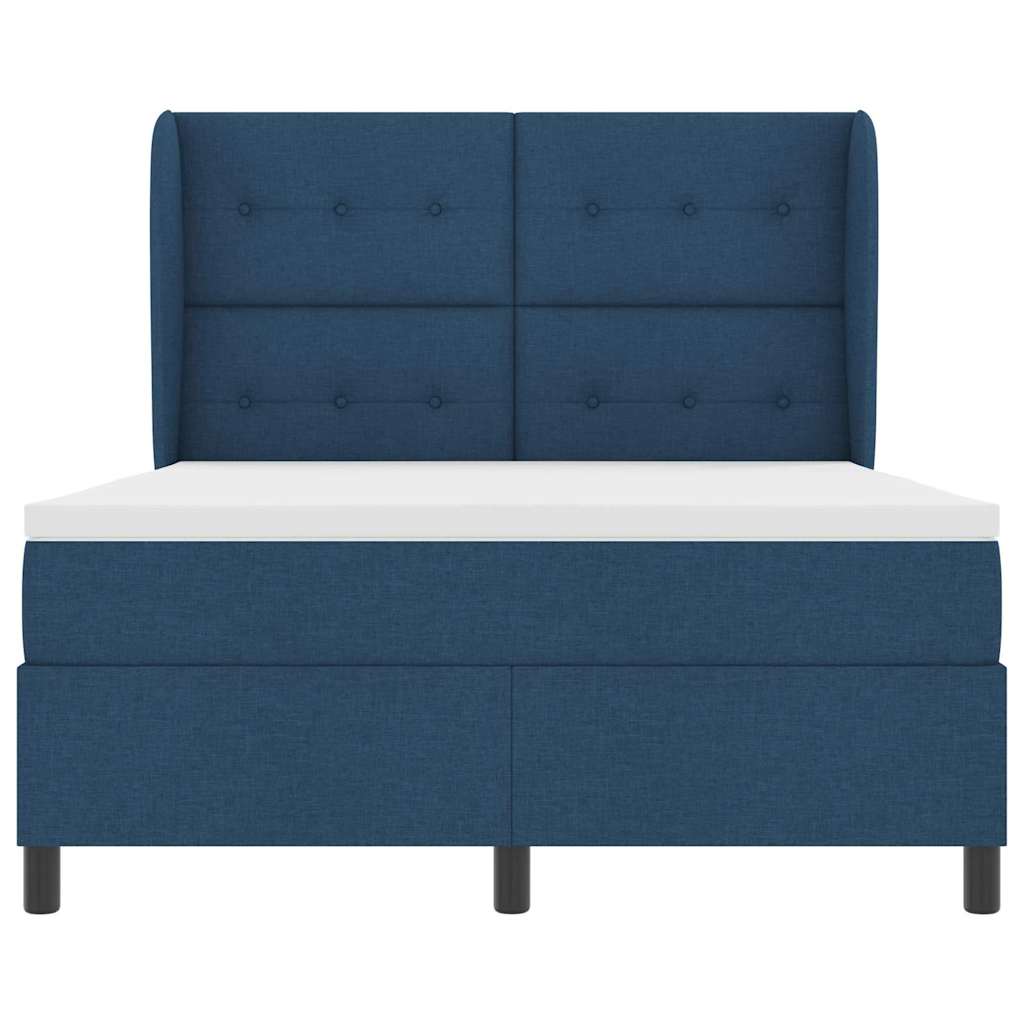 Boxspringbett mit Kopfteil Blau 140 x 200 cm Stoff