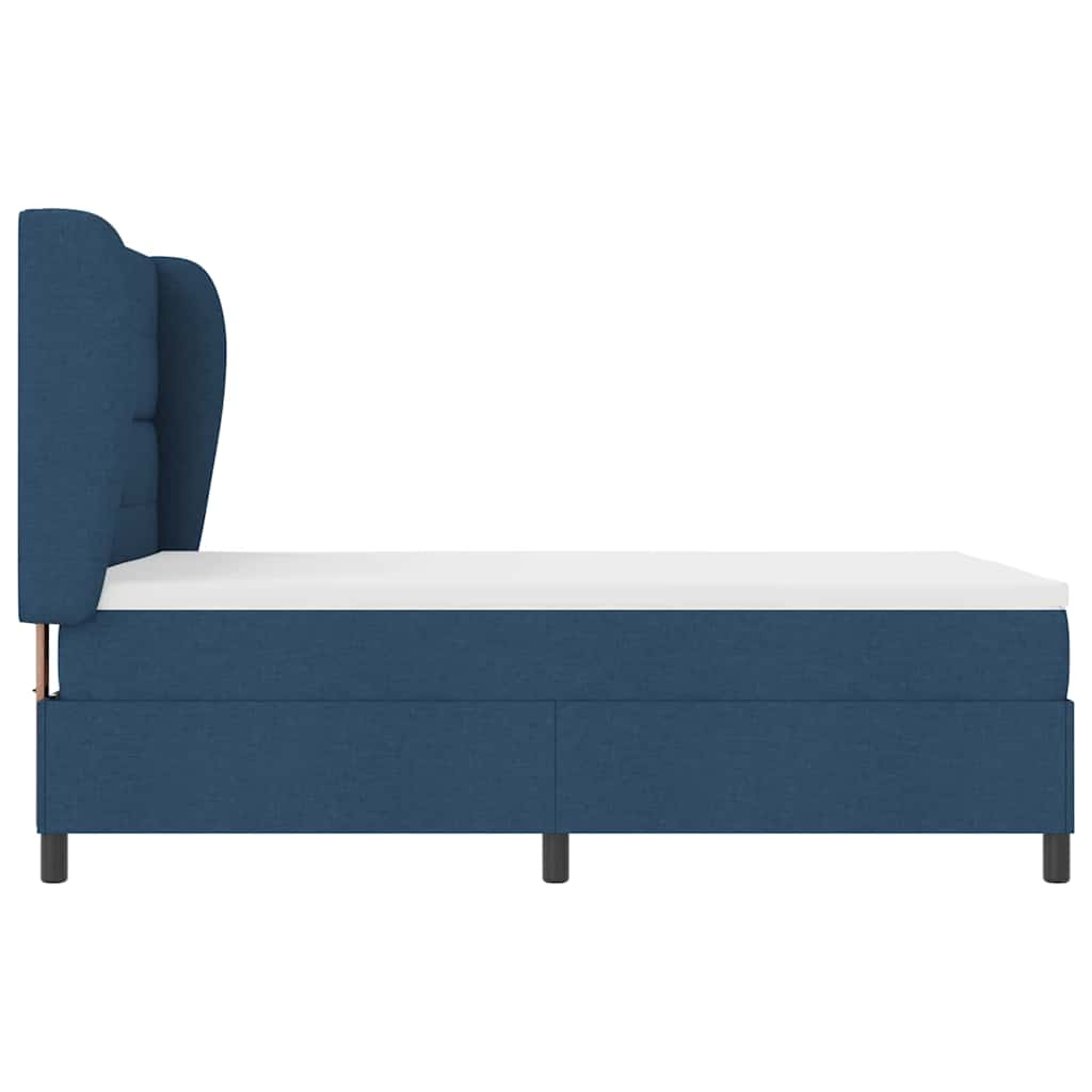 Boxspringbett mit Kopfteil Blau 140 x 200 cm Stoff