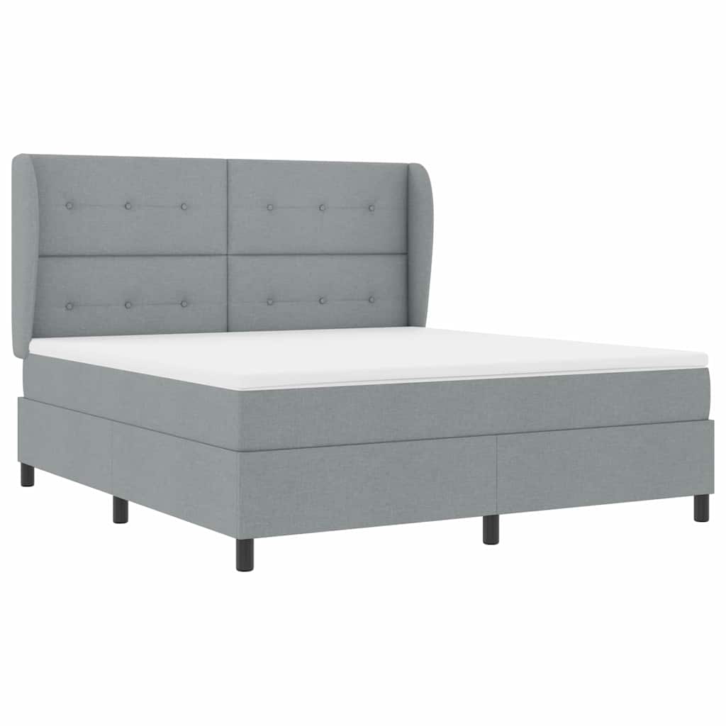 Boxspringbett mit Kopfteil Hellgrau 180 x 200 cm Stoff