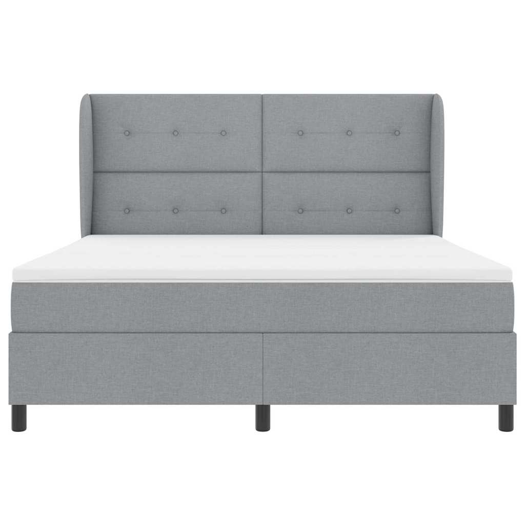 Boxspringbett mit Kopfteil Hellgrau 180 x 200 cm Stoff