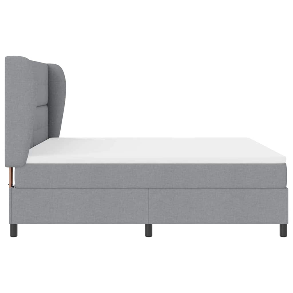 Boxspringbett mit Kopfteil Hellgrau 180 x 200 cm Stoff