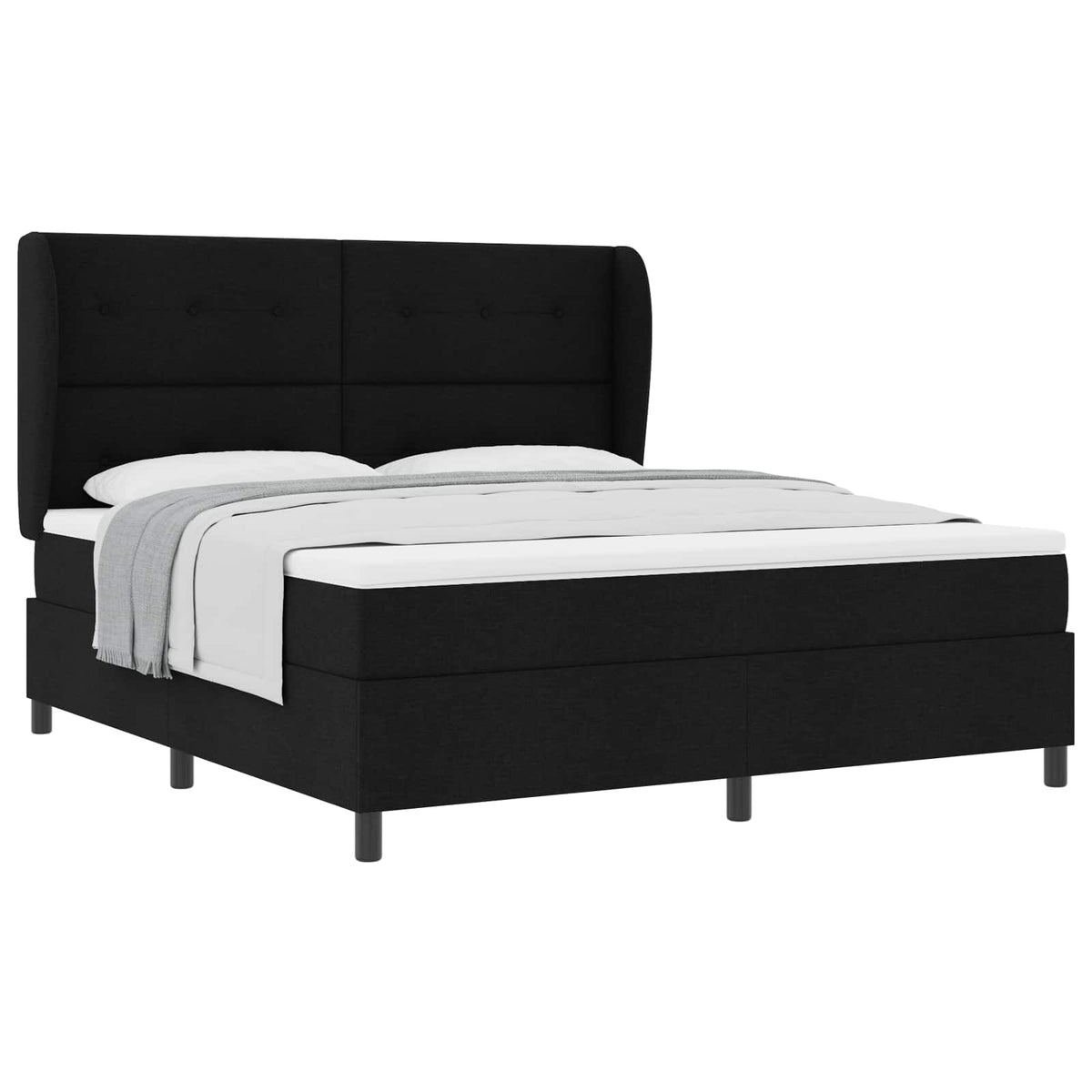 Boxspringbett mit Kopfteil Schwarz 180 x 200 cm Stoff