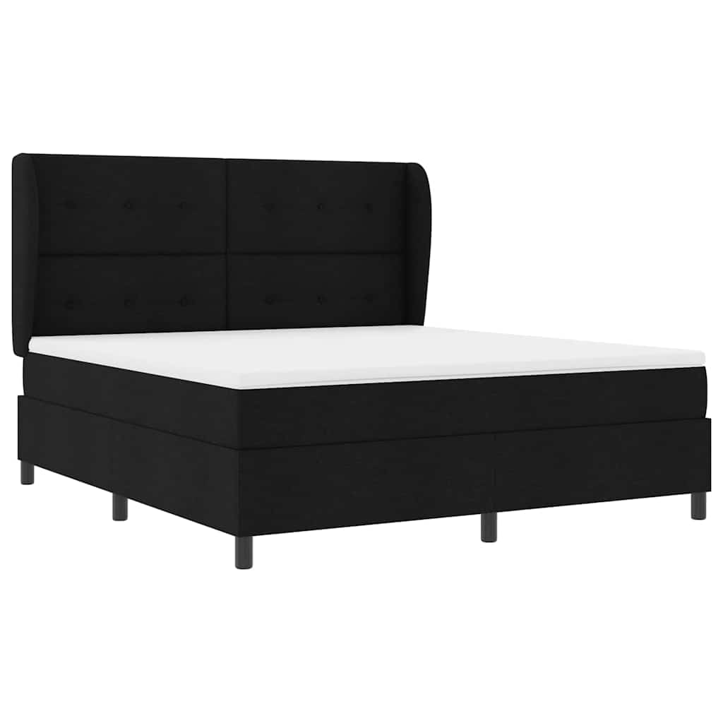 Boxspringbett mit Kopfteil Schwarz 180 x 200 cm Stoff