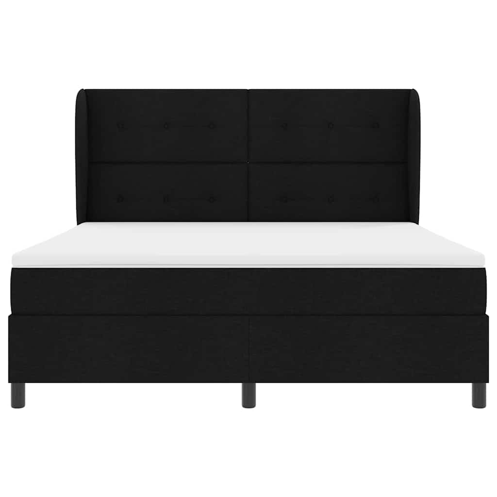 Boxspringbett mit Kopfteil Schwarz 180 x 200 cm Stoff