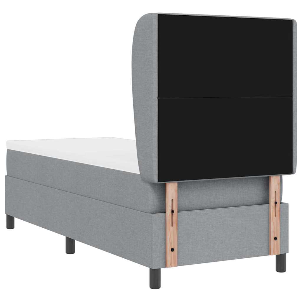 Boxspringbett mit Kopfteil Hellgrau 80 x 200 cm Stoff