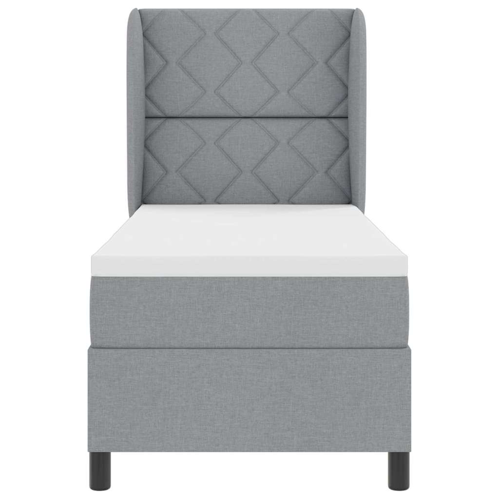 Boxspringbett mit Kopfteil Hellgrau 80 x 200 cm Stoff