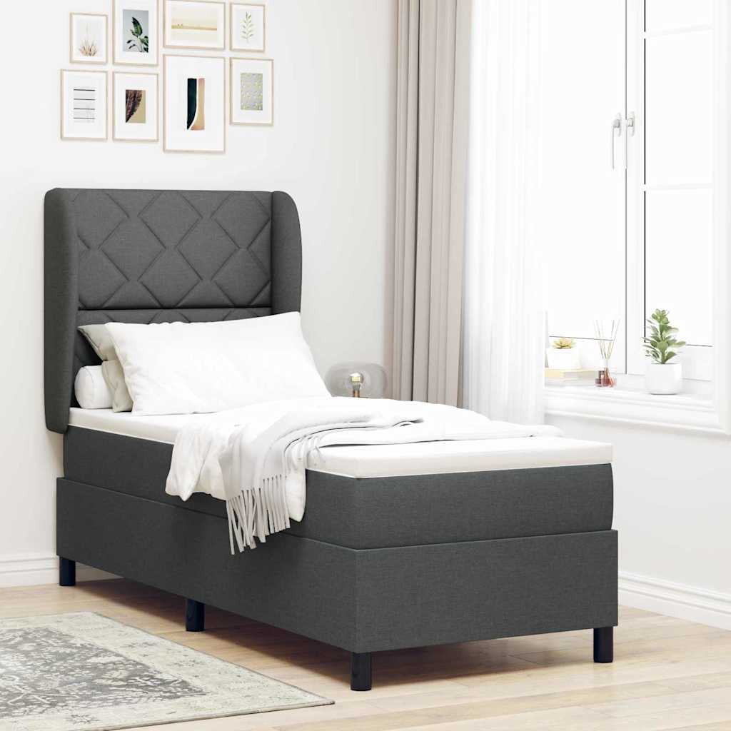 Boxspringbett mit Kopfteil Dunkelgrau 80 x 200 cm Stoff