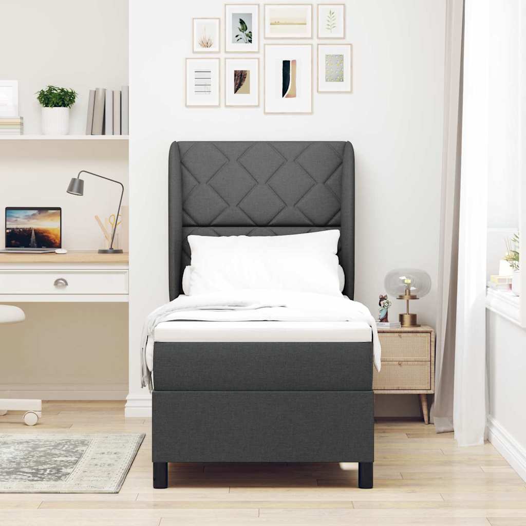 Boxspringbett mit Kopfteil Dunkelgrau 80 x 200 cm Stoff