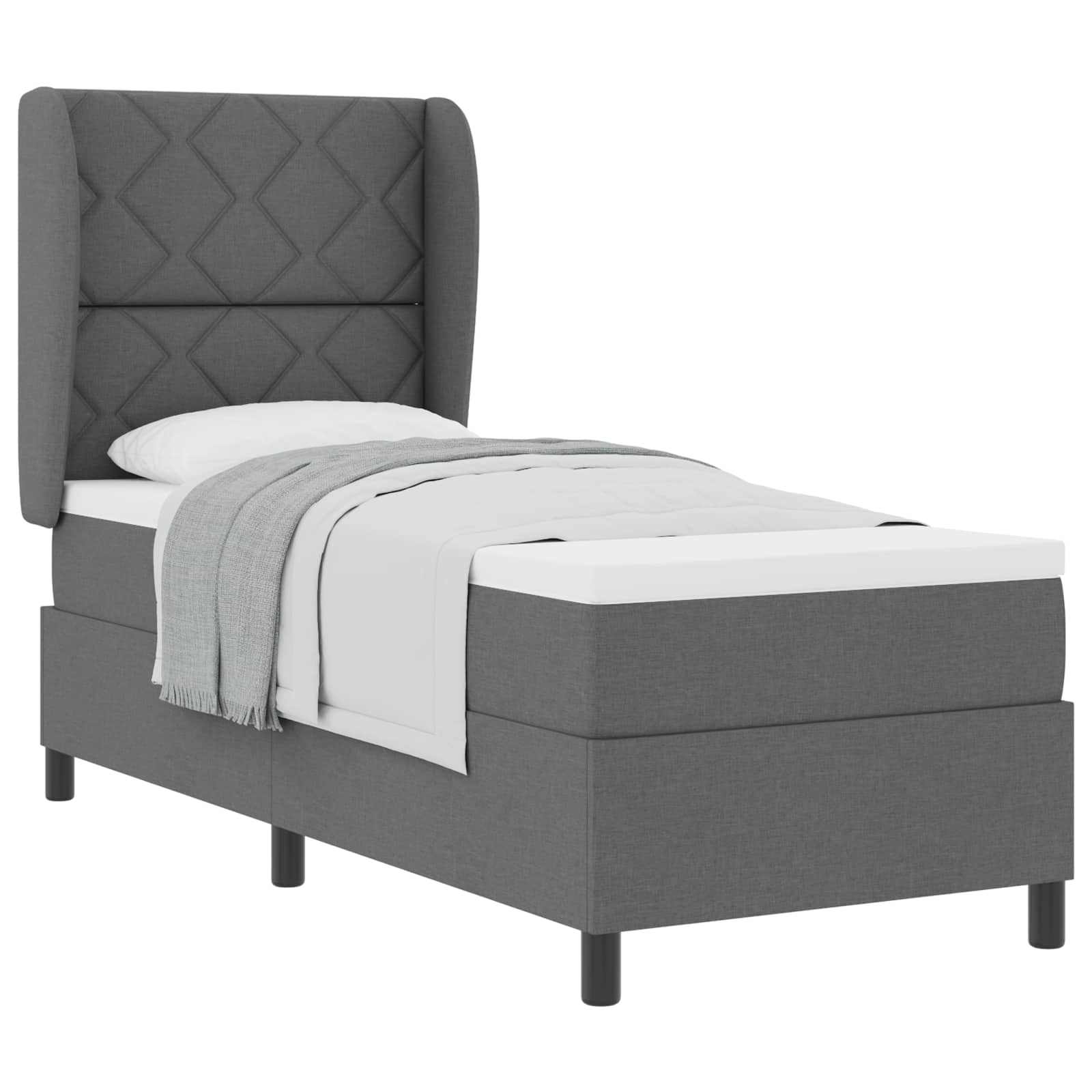 Boxspringbett mit Kopfteil Dunkelgrau 80 x 200 cm Stoff