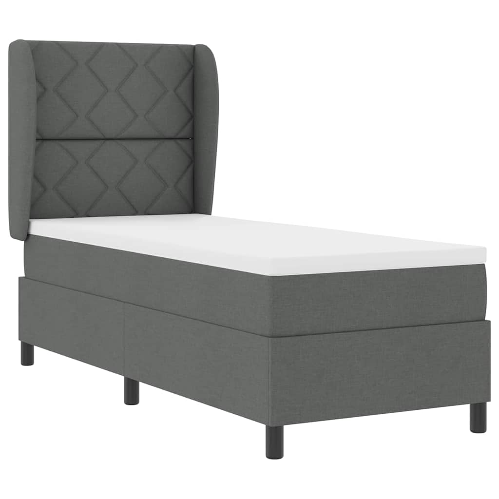 Boxspringbett mit Kopfteil Dunkelgrau 80 x 200 cm Stoff