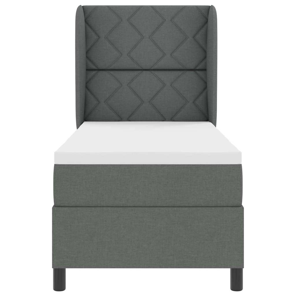 Boxspringbett mit Kopfteil Dunkelgrau 80 x 200 cm Stoff