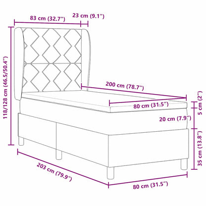 Boxspringbett mit Kopfteil Schwarz 80 x 200 cm Stoff