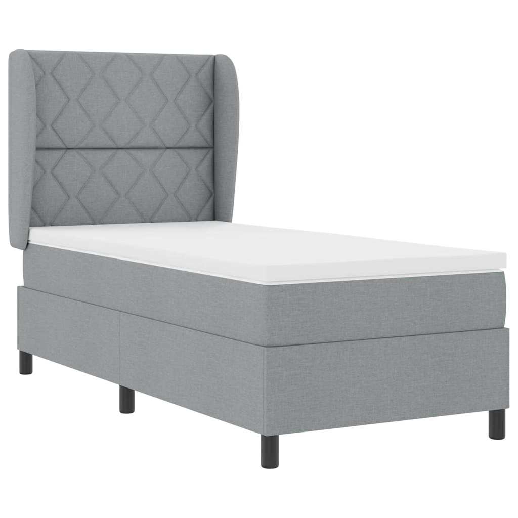 Boxspringbett mit Kopfteil Hellgrau 90 x 190 cm Stoff