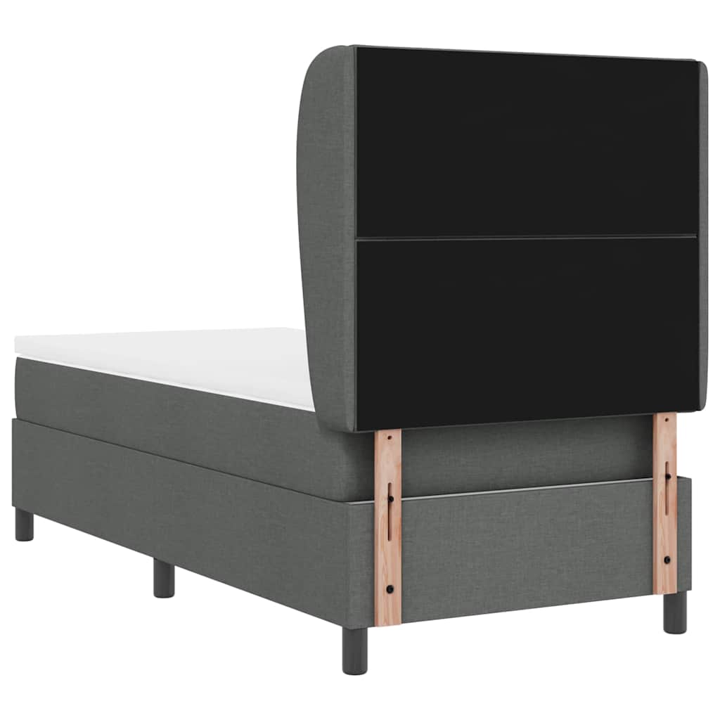 Boxspringbett mit Kopfteil Dunkelgrau 90 x 190 cm Stoff