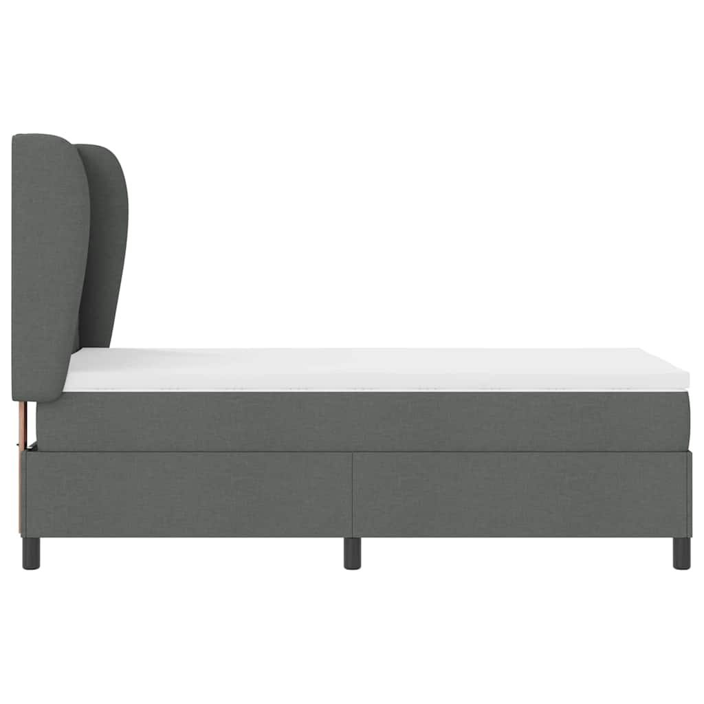 Boxspringbett mit Kopfteil Dunkelgrau 90 x 190 cm Stoff
