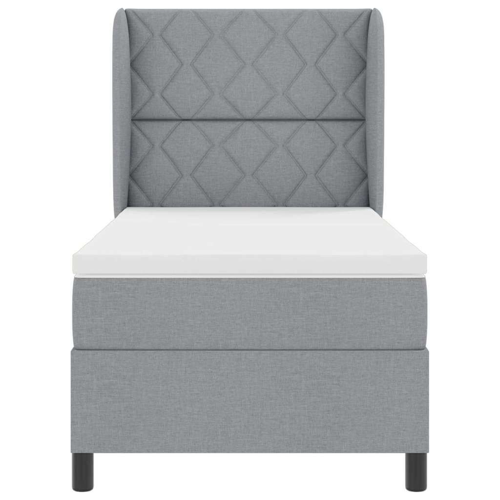 Boxspringbett mit Kopfteil Hellgrau 90 x 200 cm Stoff