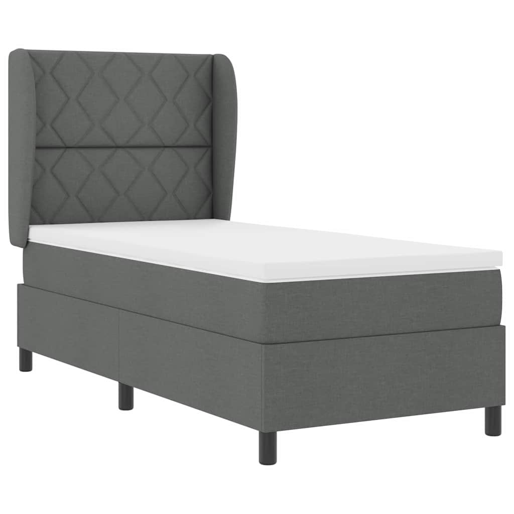 Boxspringbett mit Kopfteil Dunkelgrau 90 x 200 cm Stoff