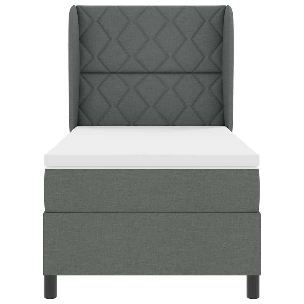 Boxspringbett mit Kopfteil Dunkelgrau 90 x 200 cm Stoff