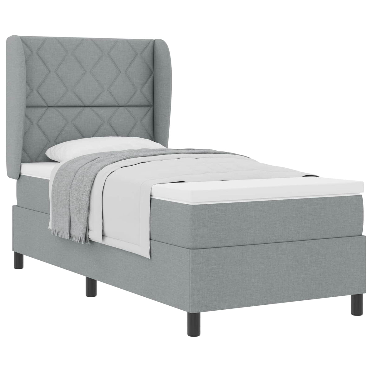 Boxspringbett mit Kopfteil Hellgrau 100 x 200 cm Stoff