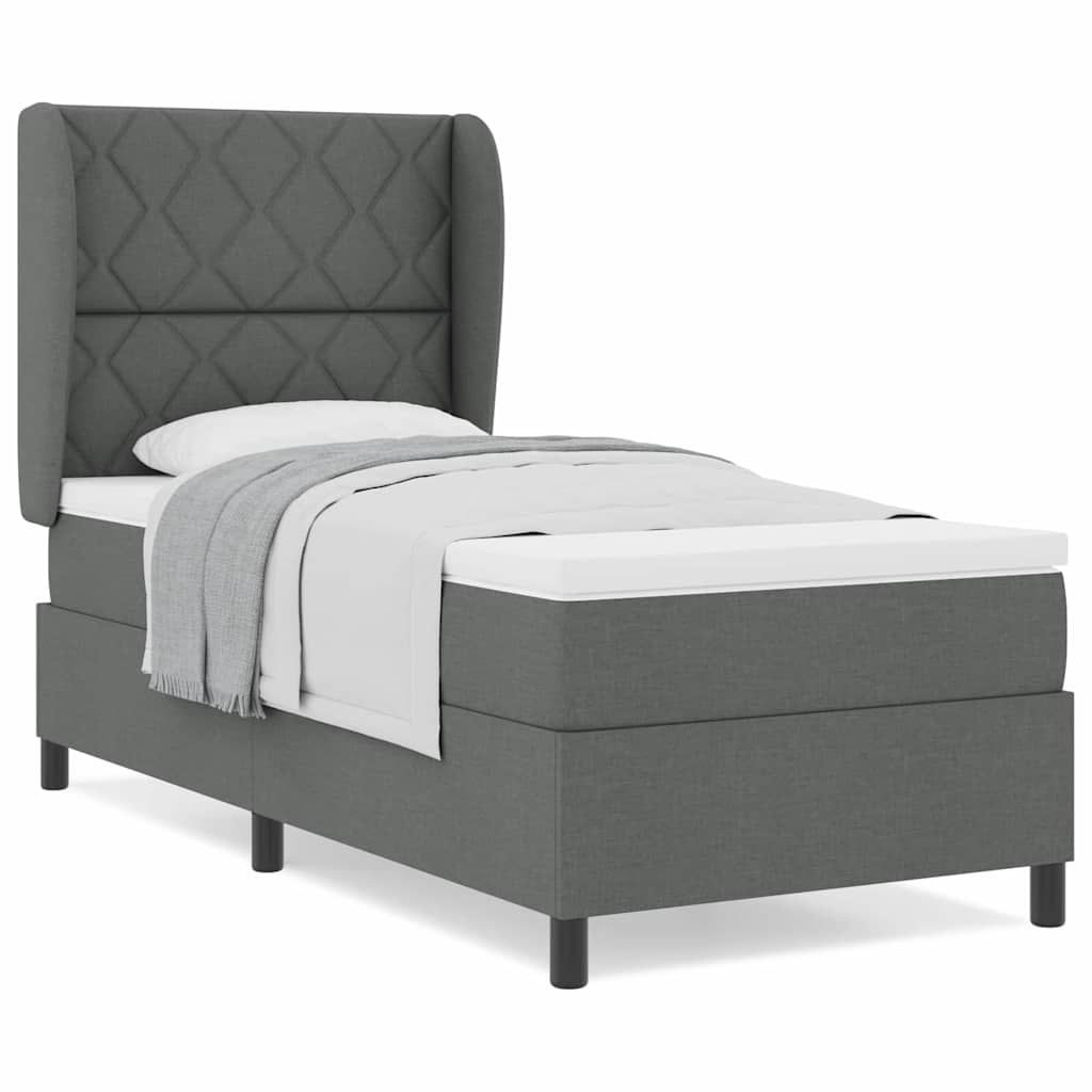 Boxspringbett mit Matratze Dunkelgrau 100 x 200 cm Stoff