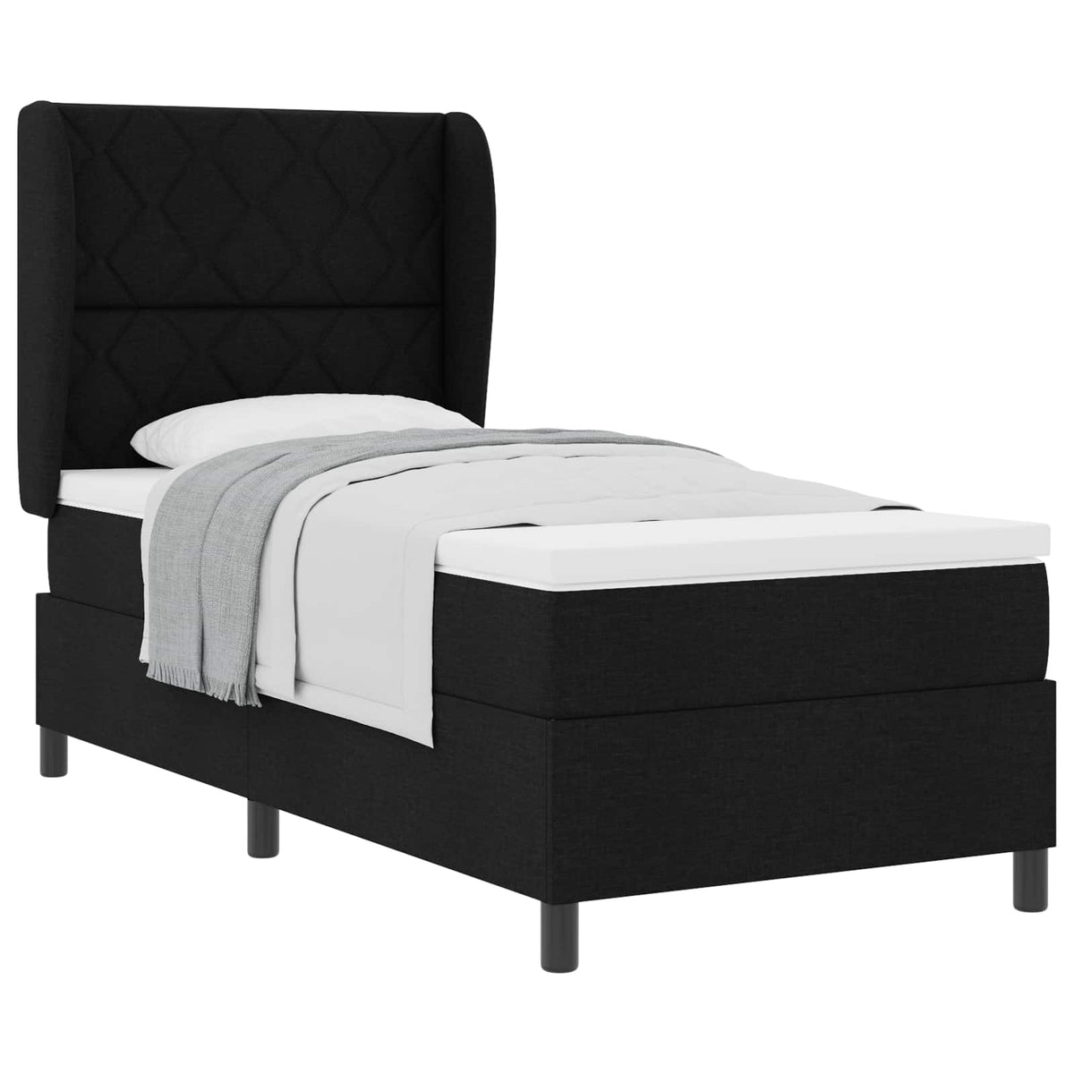 Boxspringbett mit Kopfteil Schwarz 100 x 200 cm Stoff