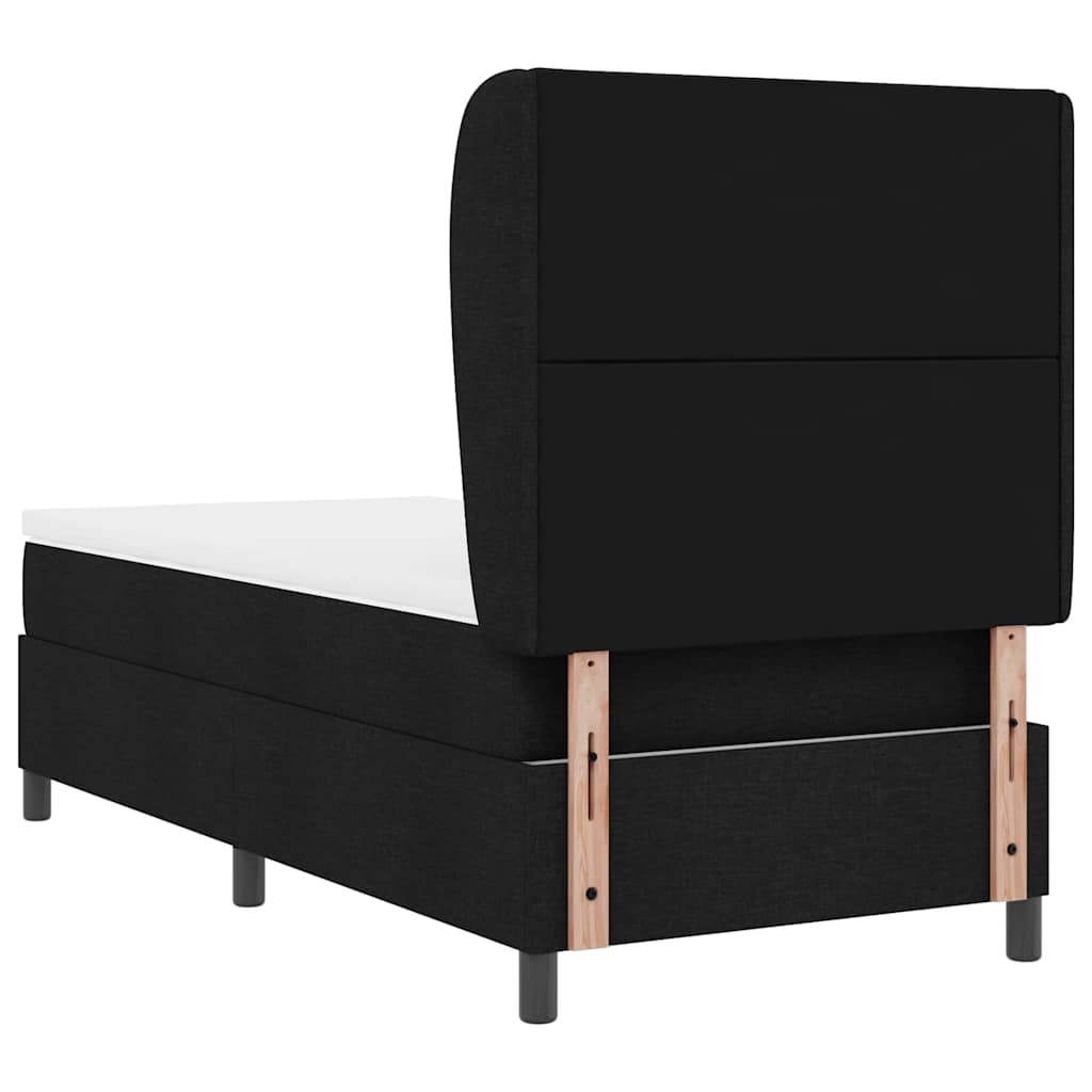 Boxspringbett mit Kopfteil Schwarz 100 x 200 cm Stoff