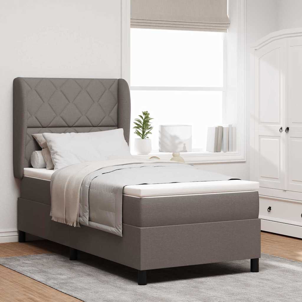 Boxspringbett mit Kopfteil Taupe 100 x 200 cm Stoff