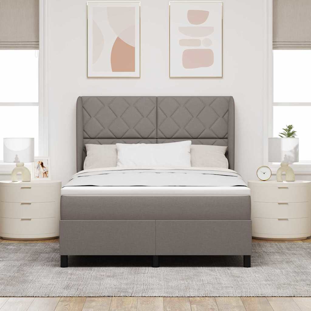 Boxspringbett mit Matratze Taupe 140 x 190 cm Stoff