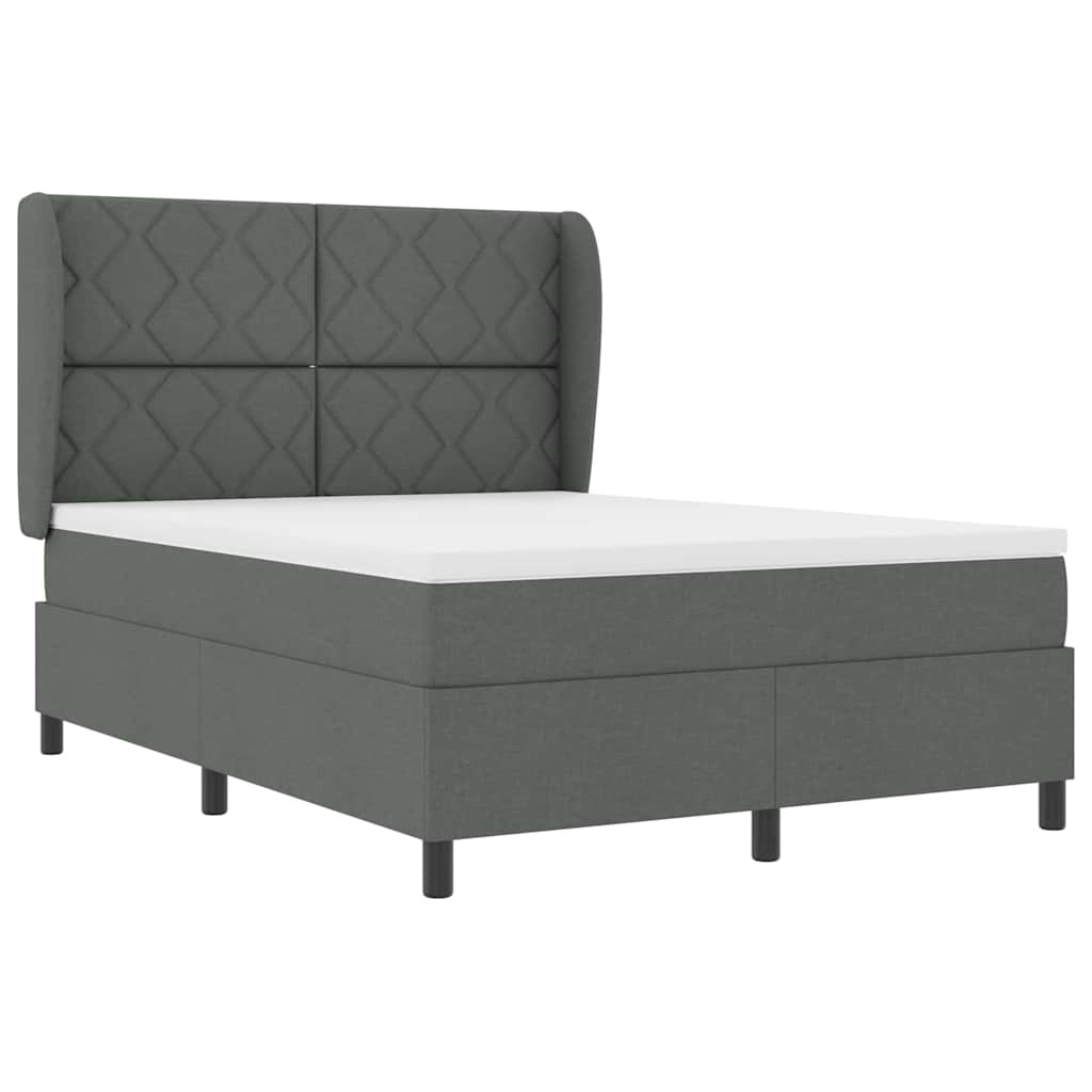 Boxspringbett mit Kopfteil Dunkelgrau 140 x 200 cm Stoff