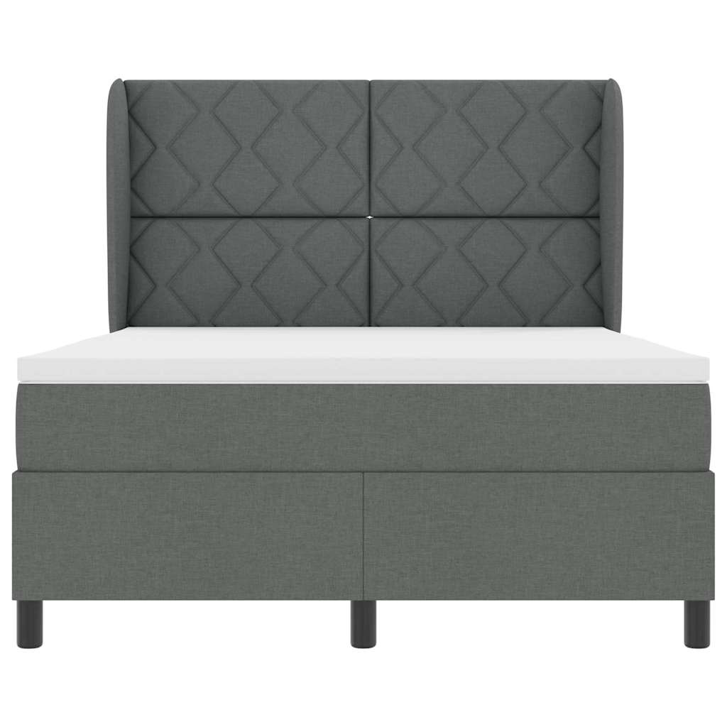 Boxspringbett mit Kopfteil Dunkelgrau 140 x 200 cm Stoff