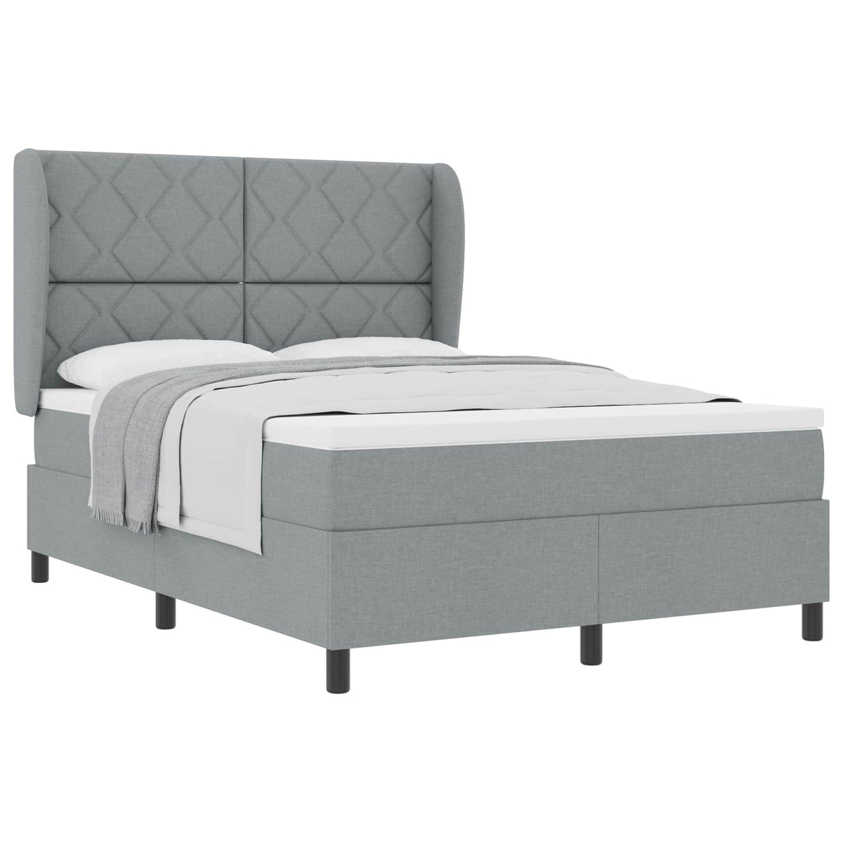 Boxspringbett mit Kopfteil Hellgrau 160 x 200 cm Stoff