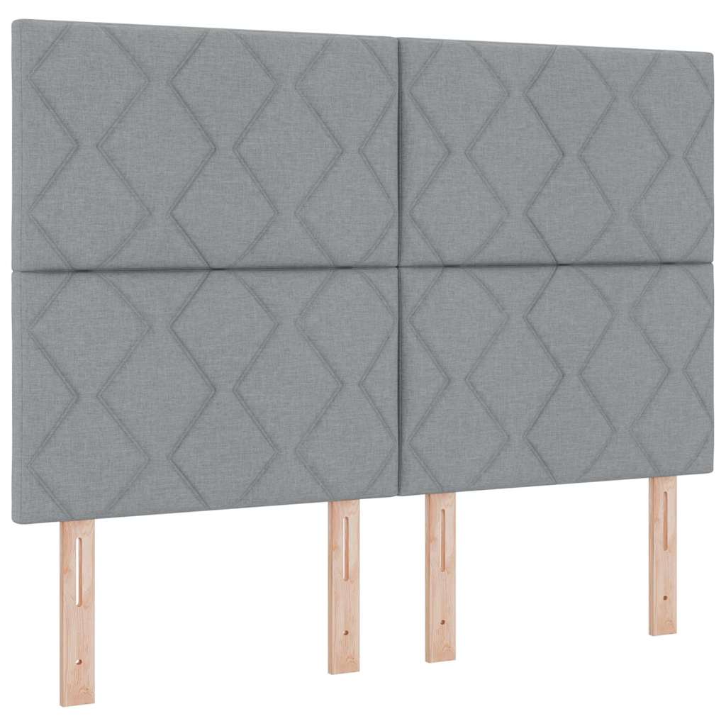 Boxspringbett mit Kopfteil Hellgrau 160 x 200 cm Stoff